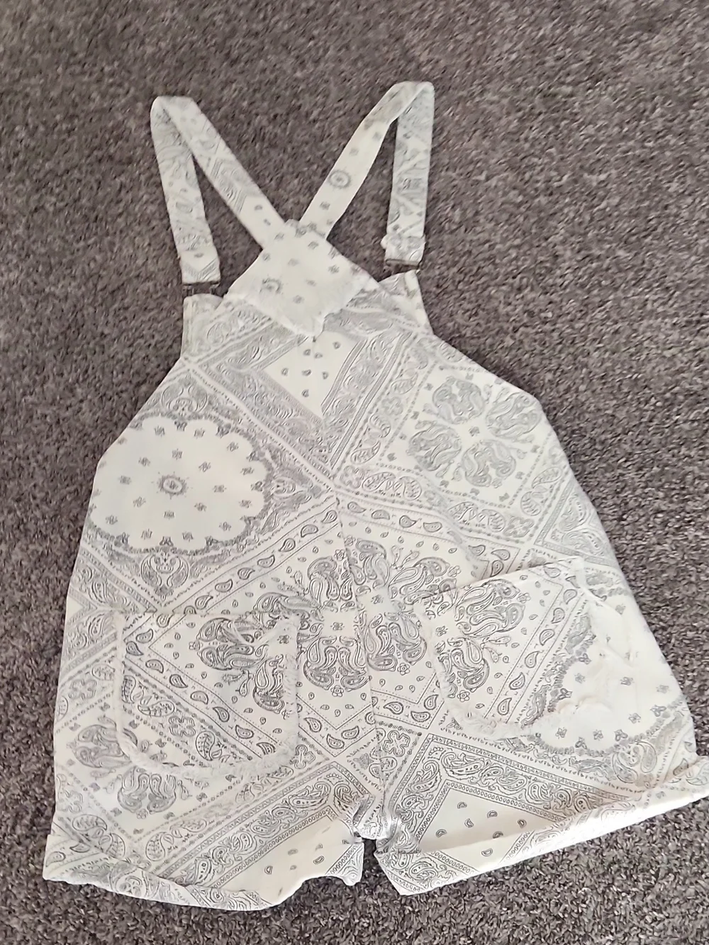 POL White and Black Bandana Print Short Overalls - Picture 2 of 3